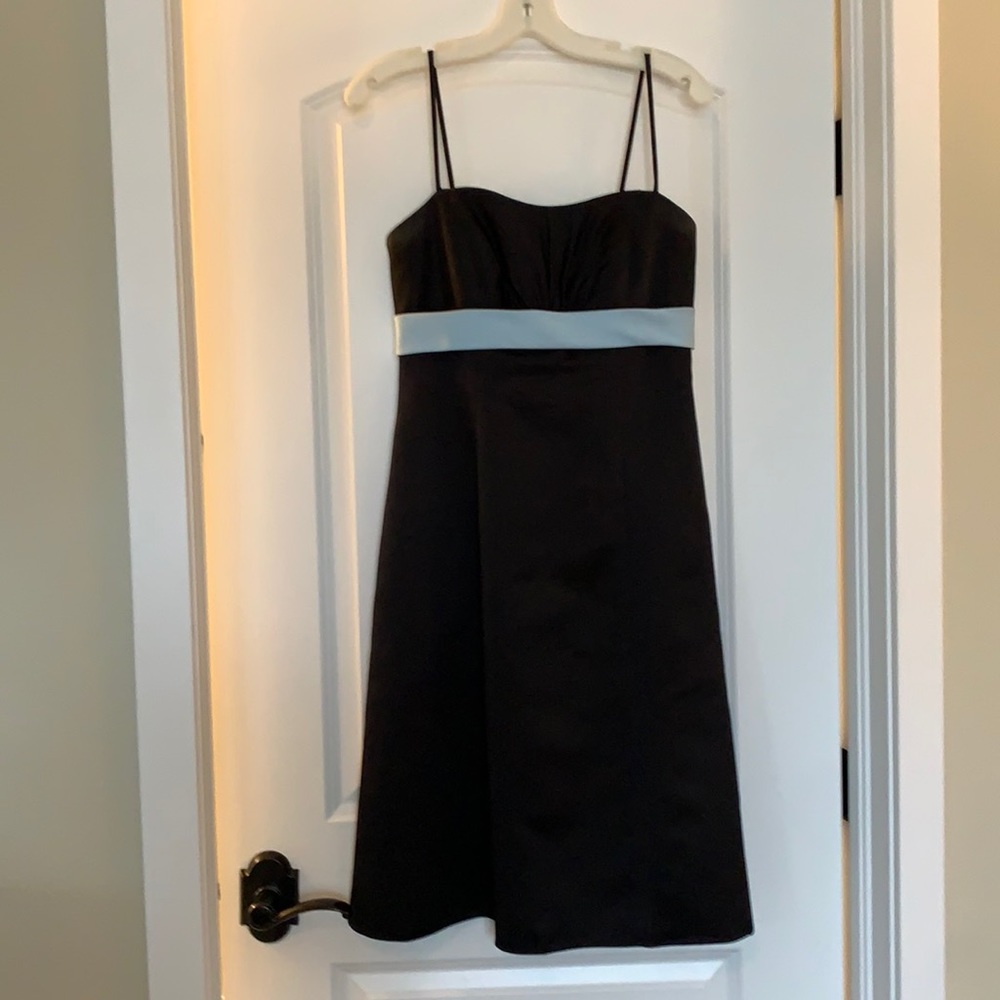 Black shirt David’s Bridal dress